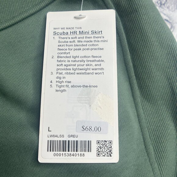NWT Lululemon Scuba High Rise Mini Skirt Size Large (GREU) LW8ALSS - Picture 10 of 12